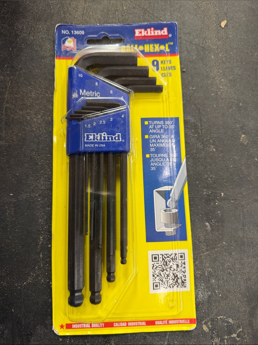 Eklind Metric Ball-End Hex Key Set in Blue and Black